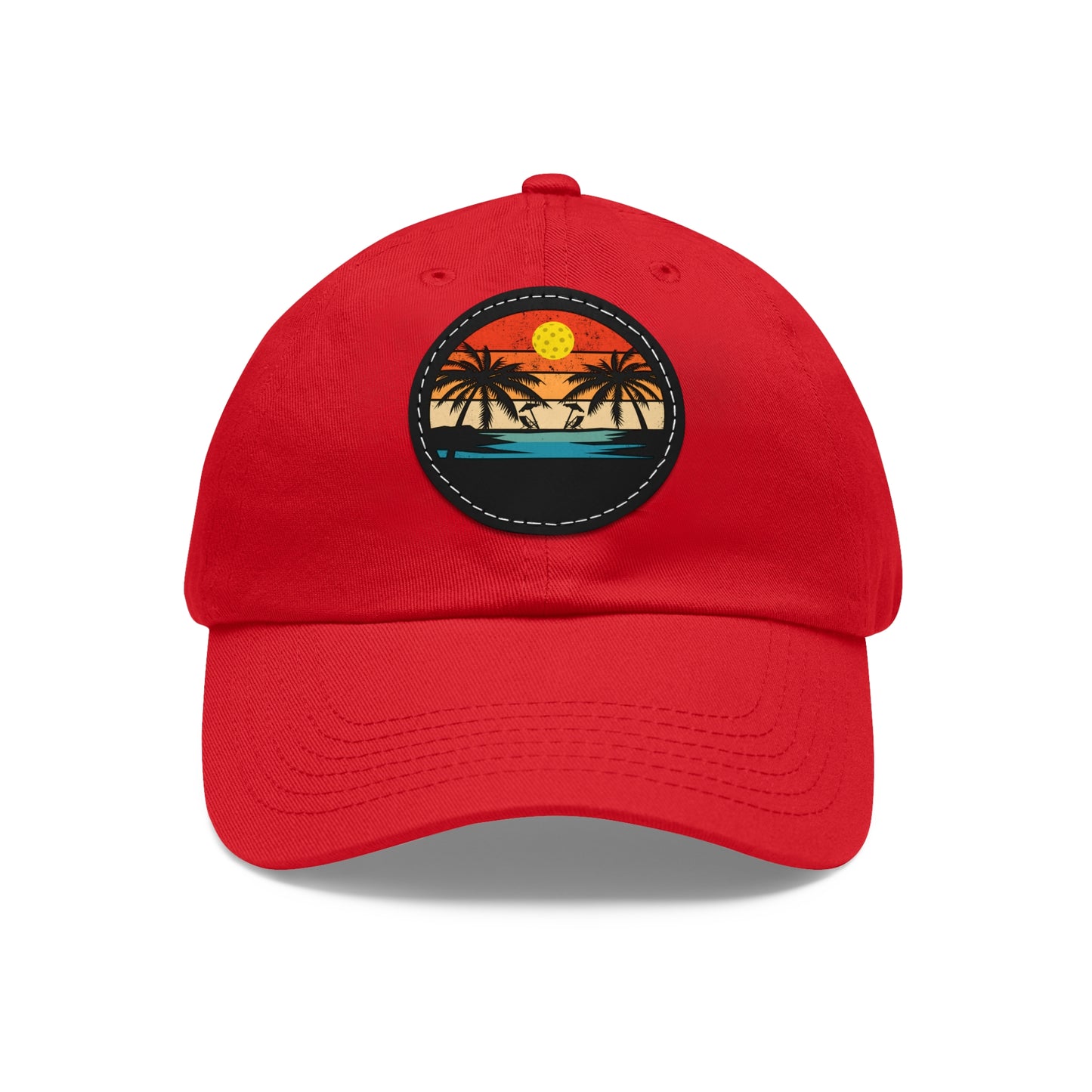 Beautiful Pickleball Sunset Hat with Leather Patch