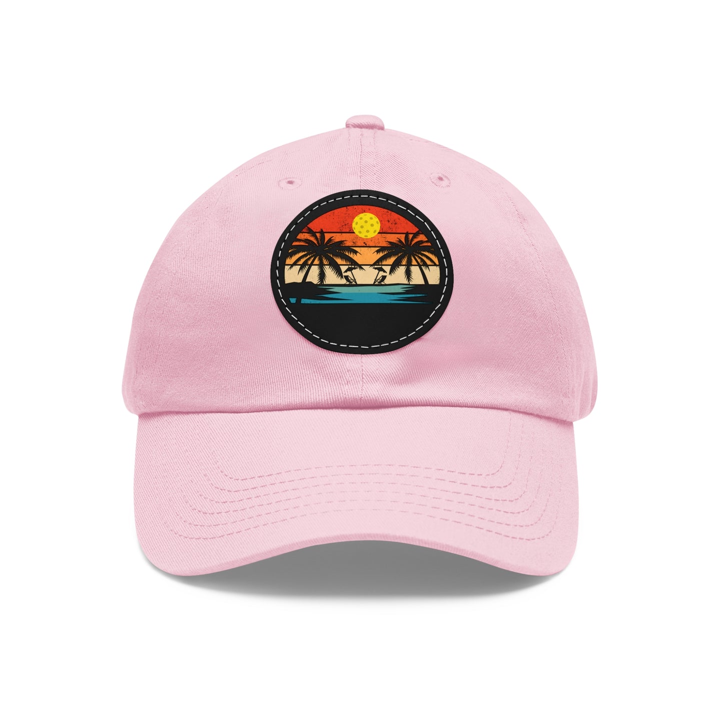 Beautiful Pickleball Sunset Hat with Leather Patch