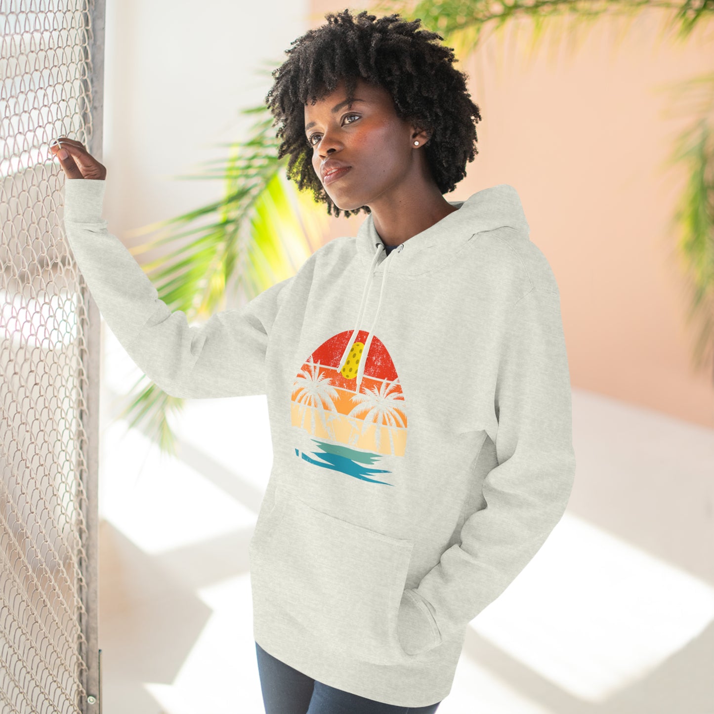 Unisex Beautiful Pickleball Sunset Premium Pullover Pickleball Hoodie