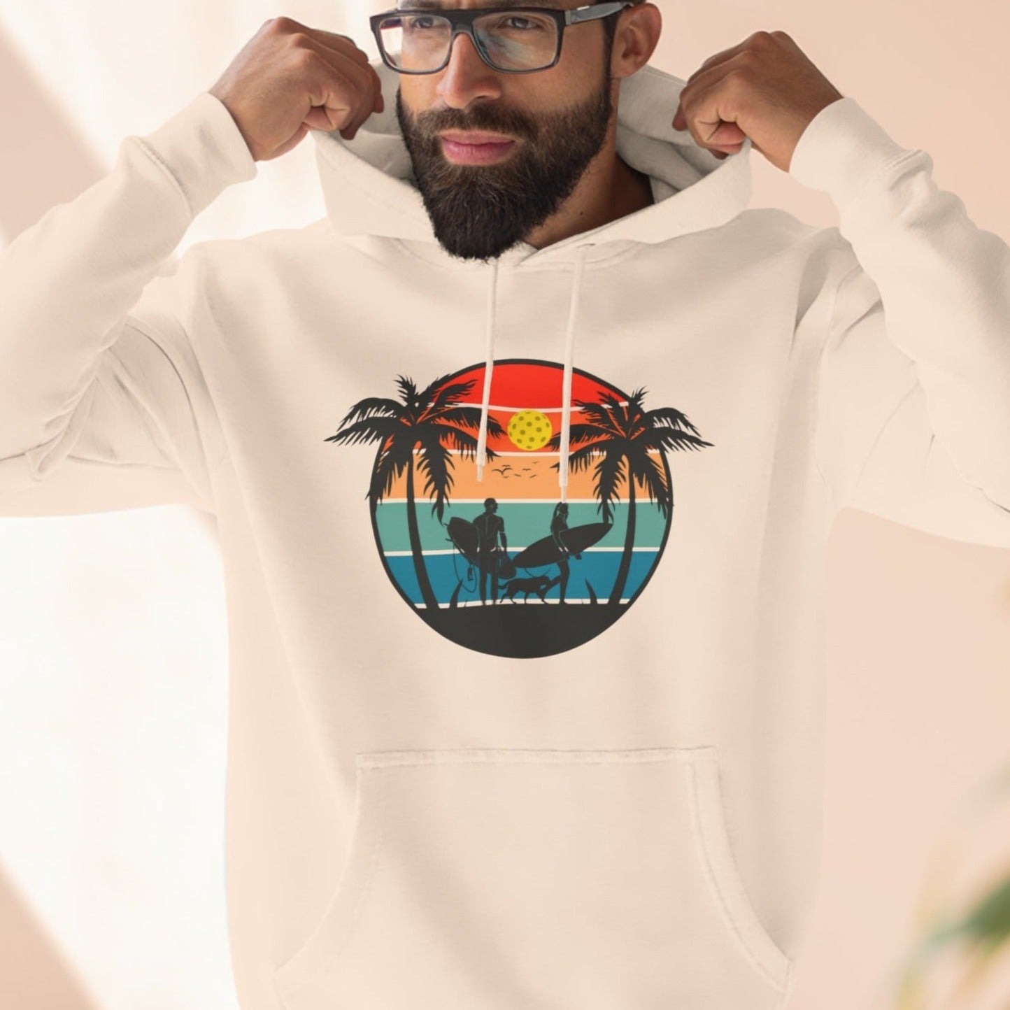 Stunning, beautiful pickleball sunset again in our Unisex Pickleball Life Premium Pullover Hoodie