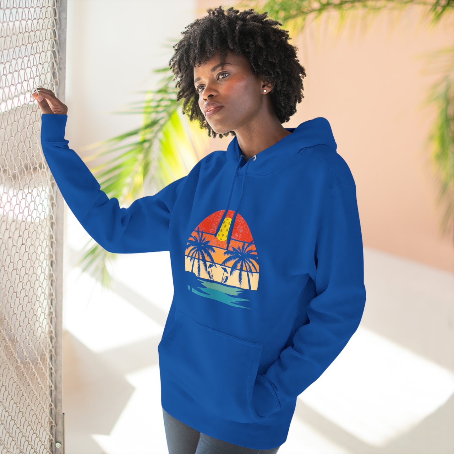 Unisex Beautiful Pickleball Sunset Premium Pullover Pickleball Hoodie
