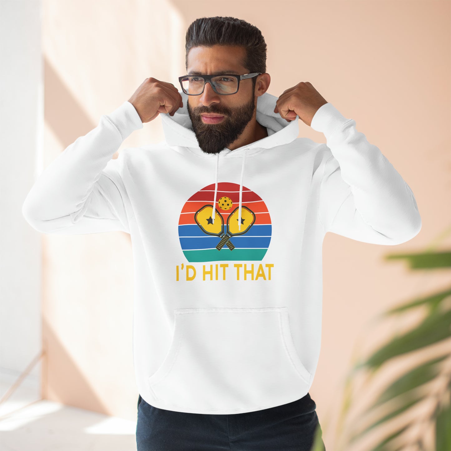 Unisex I'd Hit That Funny Pickleball Premium Pullover Hoodie
