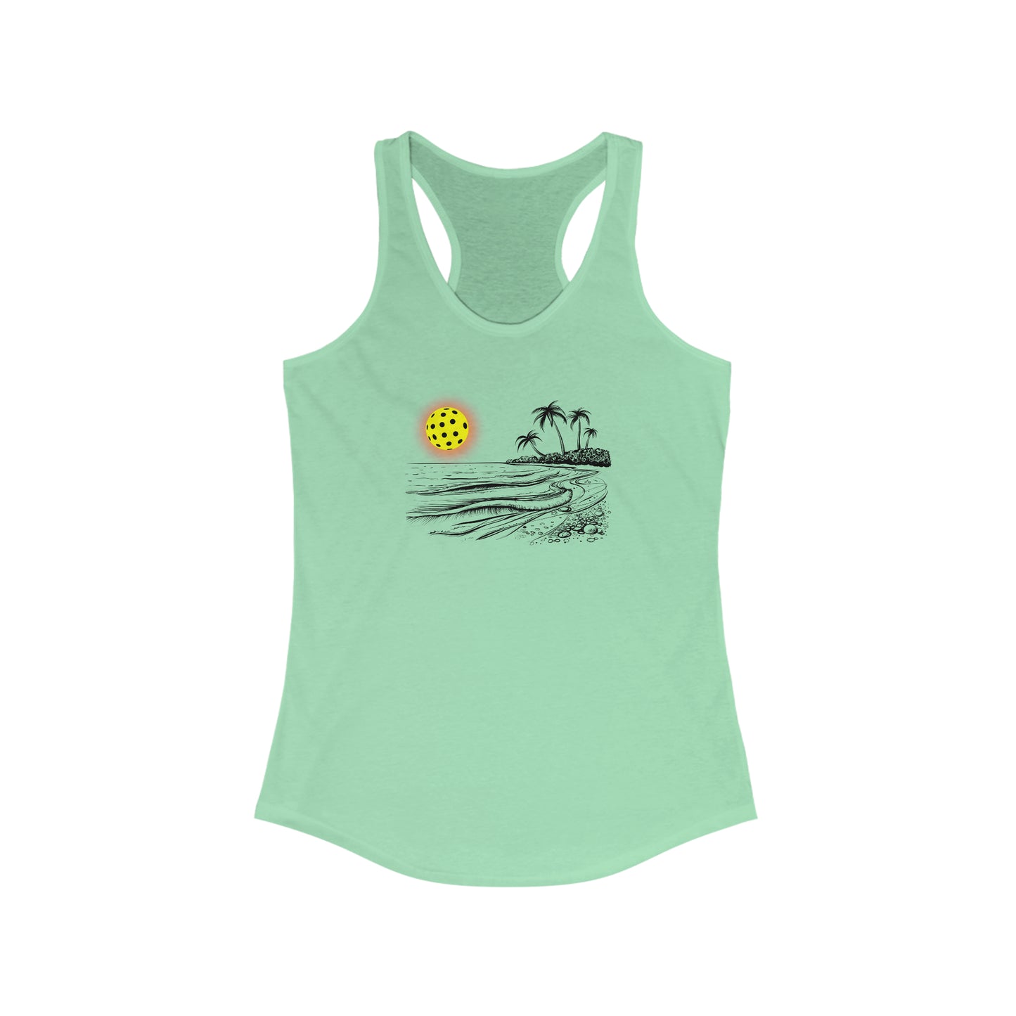 Pickleball Sun Beach Vibes Beautiful Women's Racerback Tank Top