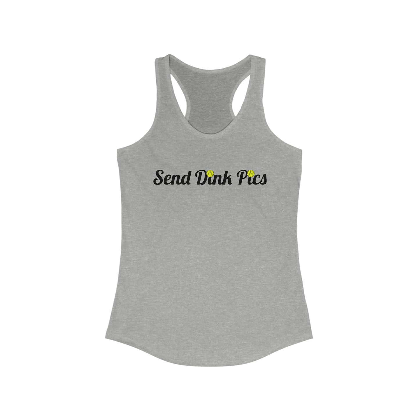 Send Dink Pics (in cursive) Super Cute Funny Racerback Pickleball Tank Top