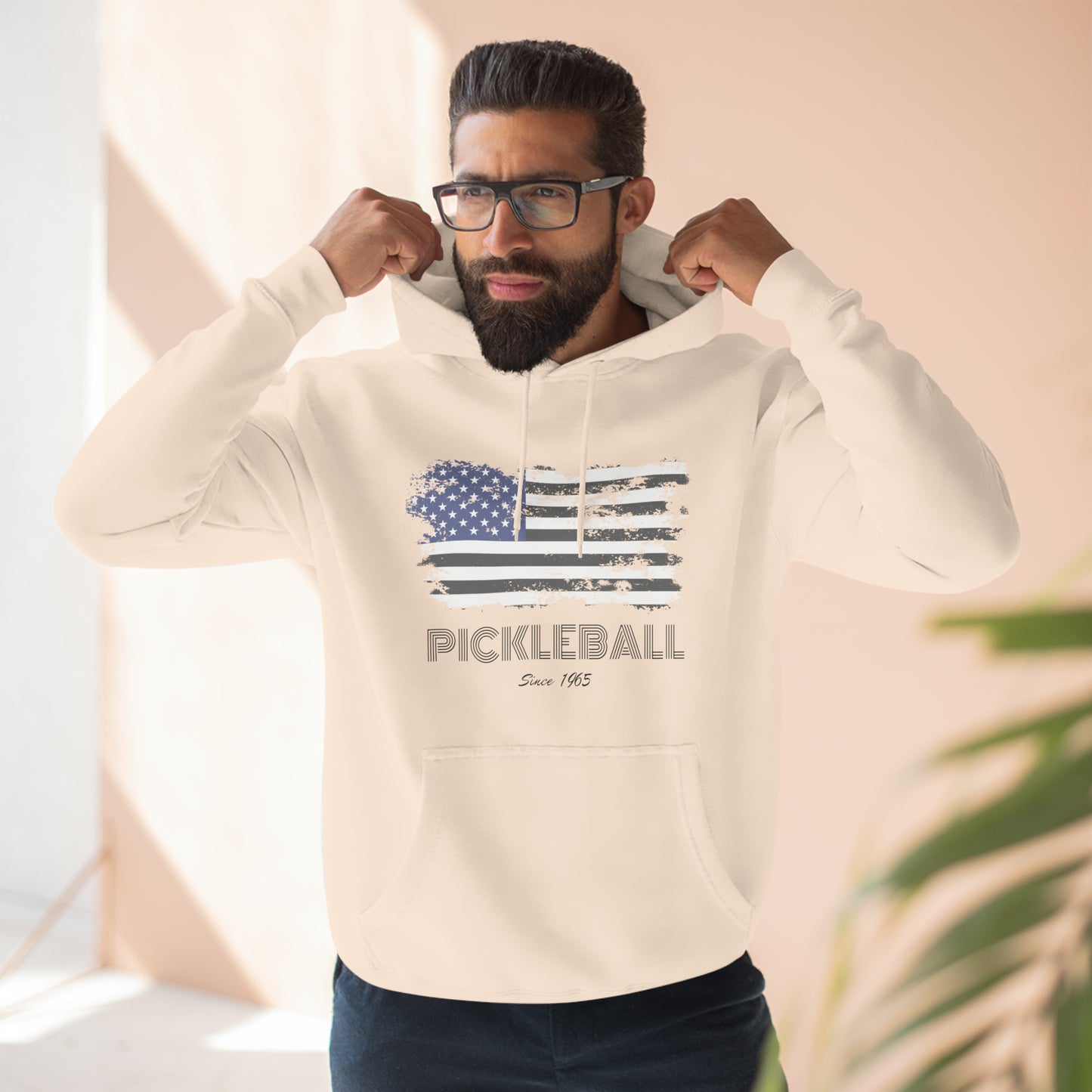 Unisex American Flag USA Pickleball Since 1965 Patriotic Premium Hoodie