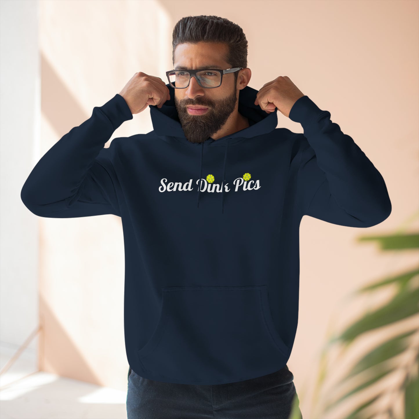 Unisex Send Dink Pics (In Cursive) Funny Premium Pickleball Pullover Hoodie