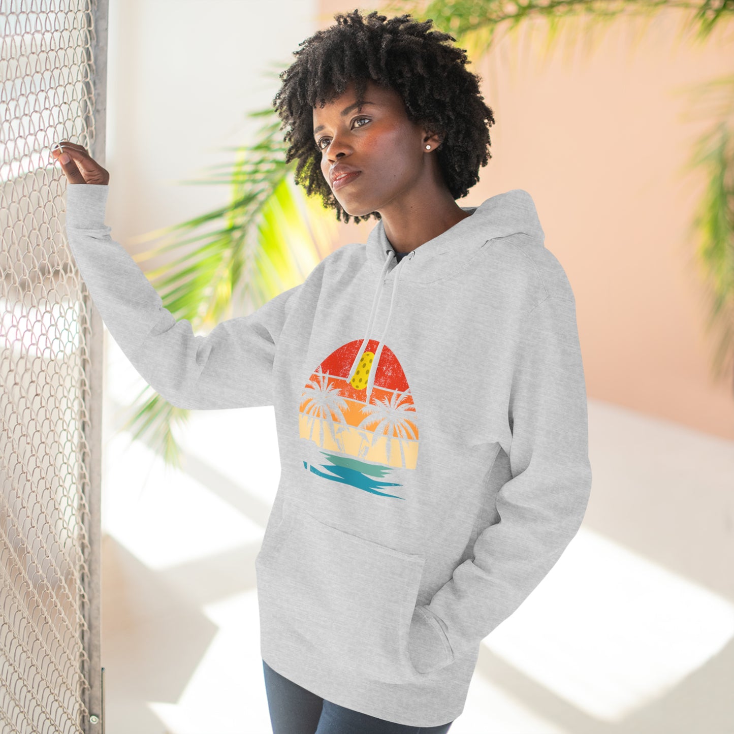 Unisex Beautiful Pickleball Sunset Premium Pullover Pickleball Hoodie