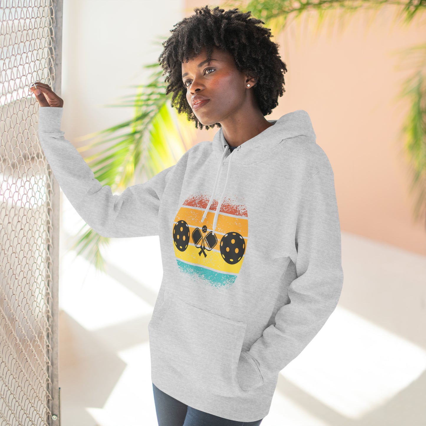 Tropical Pickleball Sunset Gorgeous Unisex Premium Pullover Hoodie
