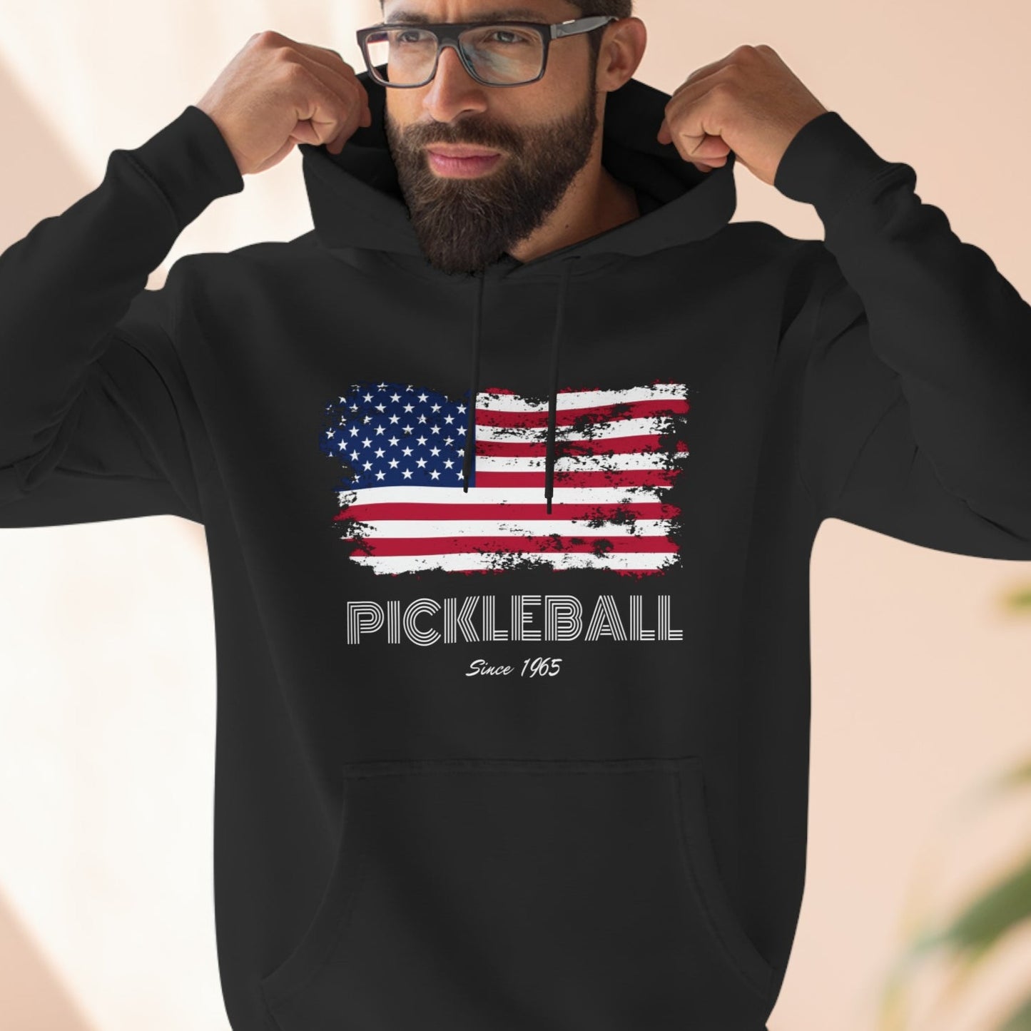 Unisex American Flag USA Pickleball Since 1965 Patriotic Premium Hoodie