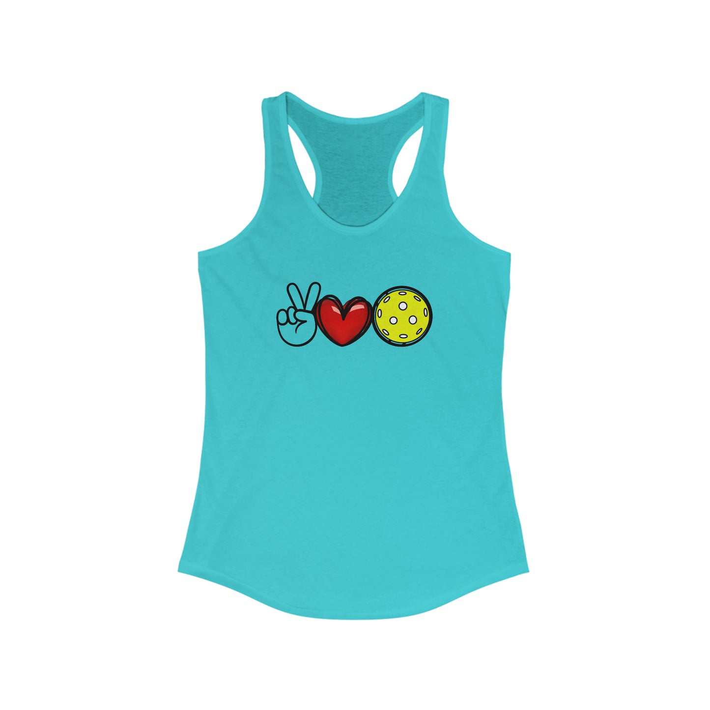 Peace, Love, Pickleball Super Cute Women's Racerback Pickleball Tank Top