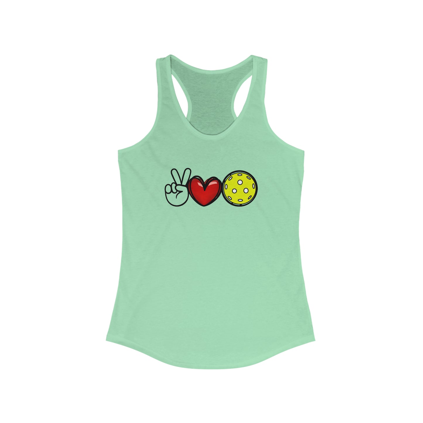 Peace, Love, Pickleball Super Cute Women's Racerback Pickleball Tank Top