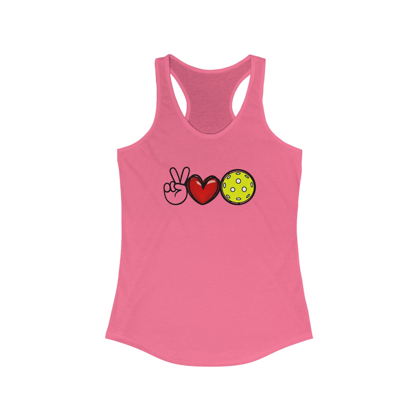Peace, Love, Pickleball Super Cute Women's Racerback Pickleball Tank Top