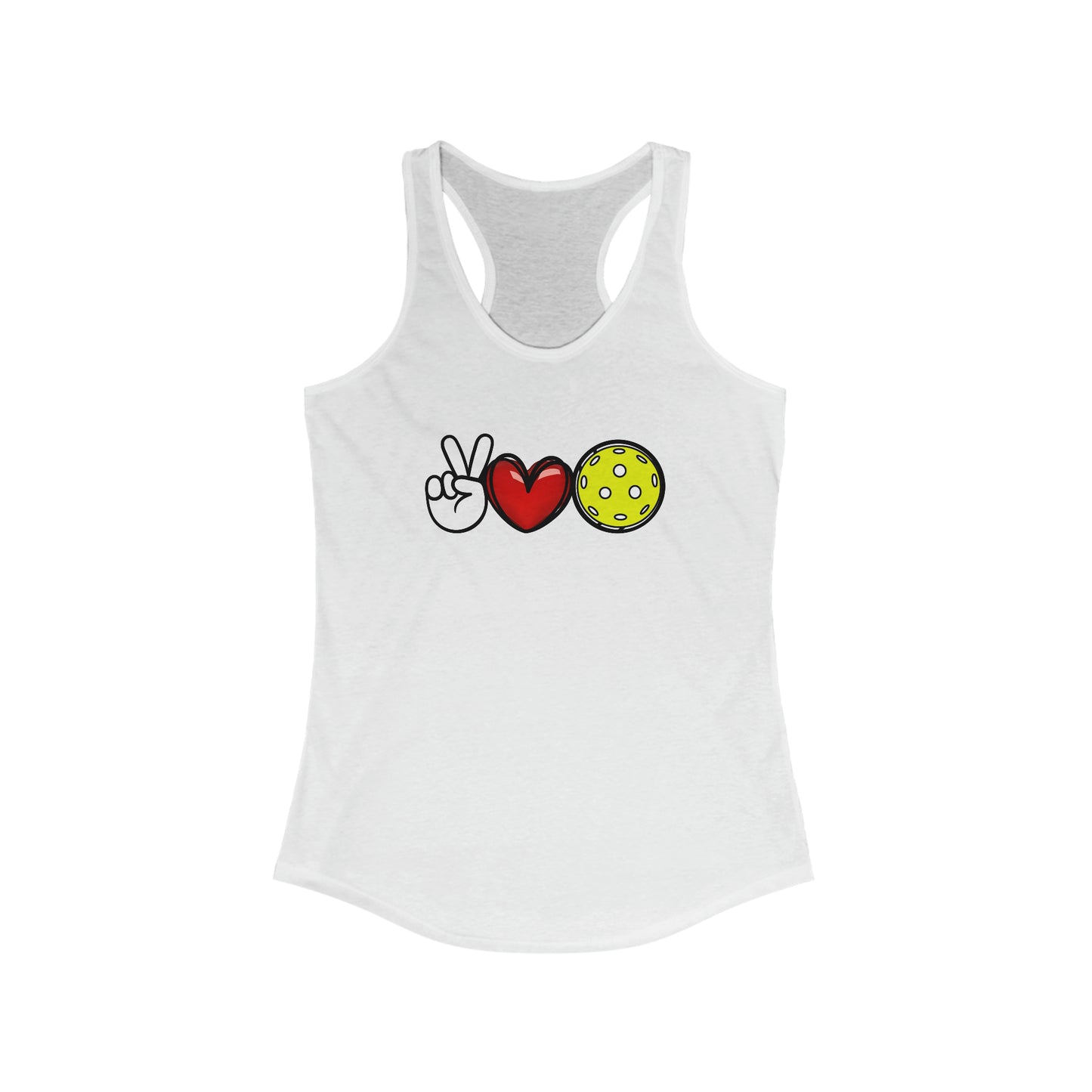 Peace, Love, Pickleball Super Cute Women's Racerback Pickleball Tank Top