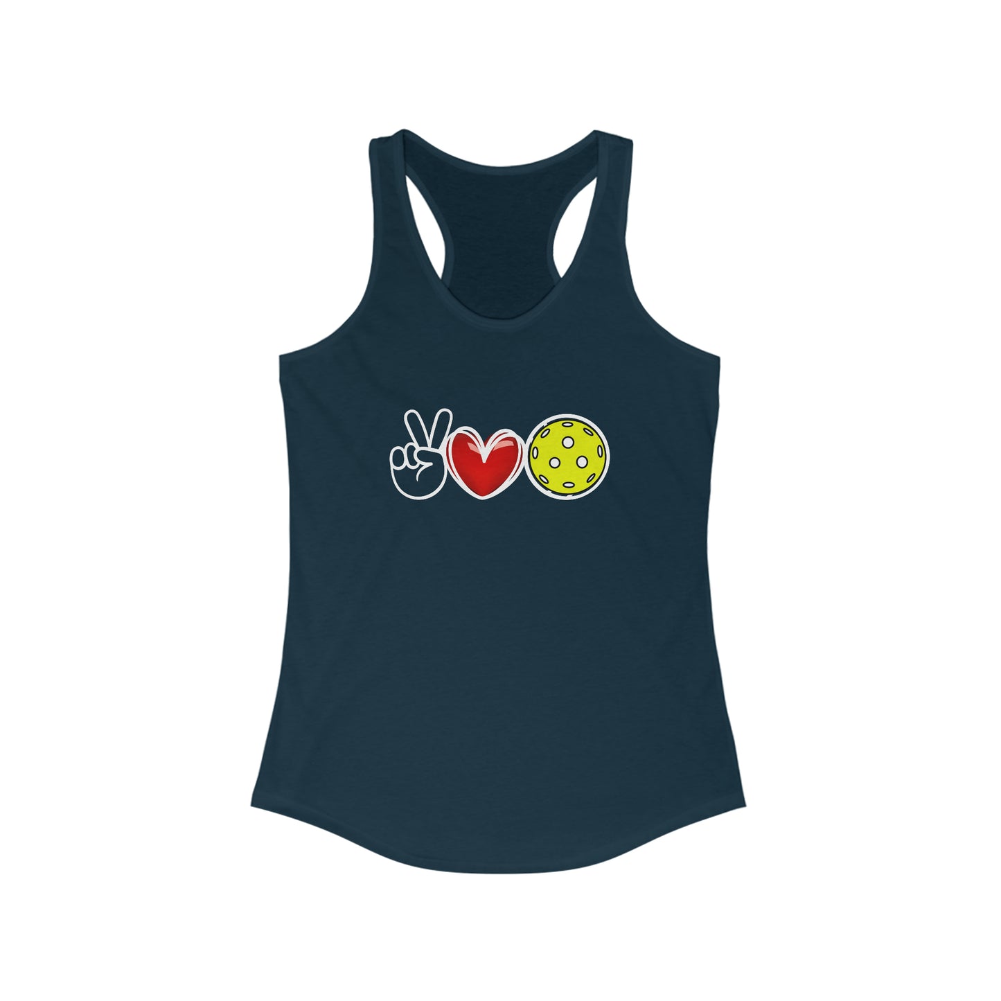 Peace, Love, Pickleball Super Cute Women's Racerback Pickleball Tank Top