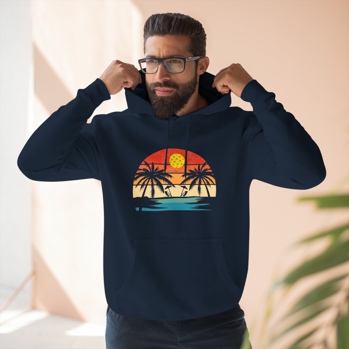 Unisex Beautiful Pickleball Sunset Premium Pullover Pickleball Hoodie