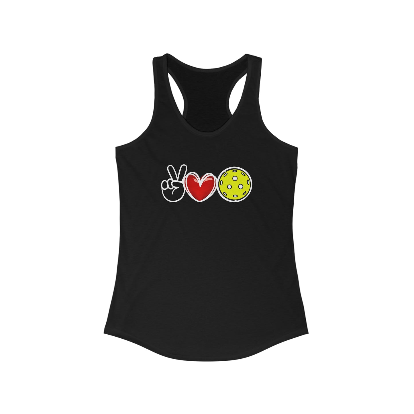 Peace, Love, Pickleball Super Cute Women's Racerback Pickleball Tank Top