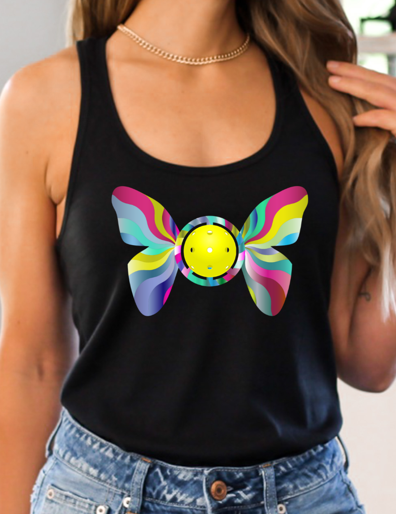 Pretty, stunning Pickleball Butterfly Womens Racerback Tank Top