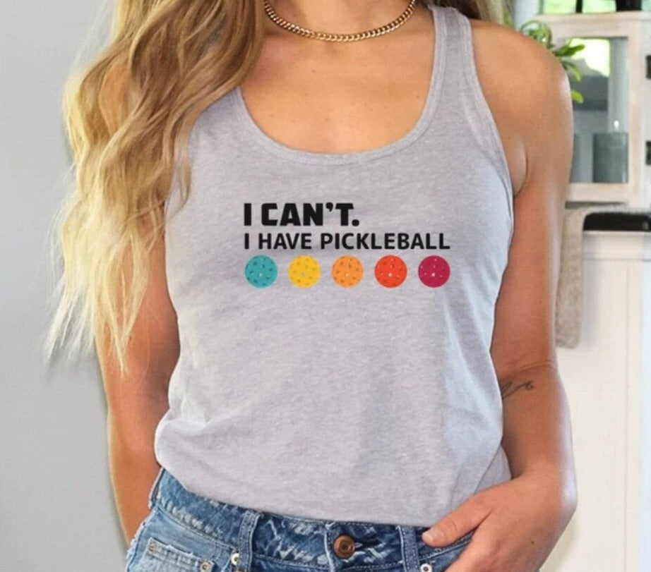 Super cute I can't I have pickleball women's racerback pickleball tank top