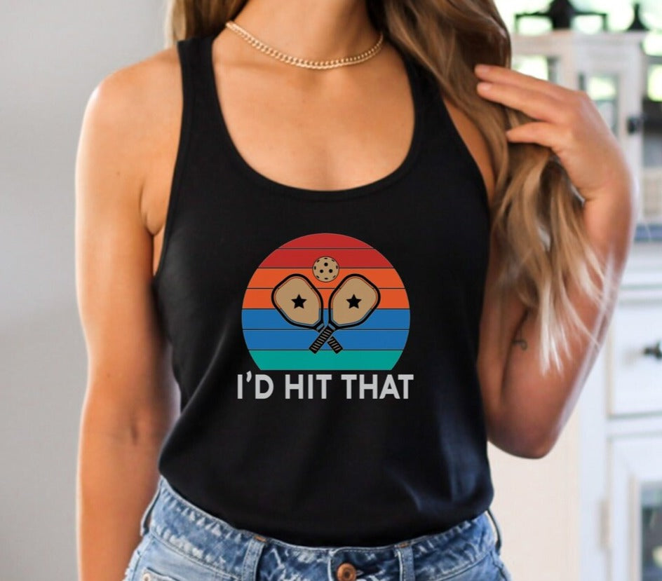Cheeky and cute I'd Hit That Pickleball Women's Racerback Pickleball Tank Top