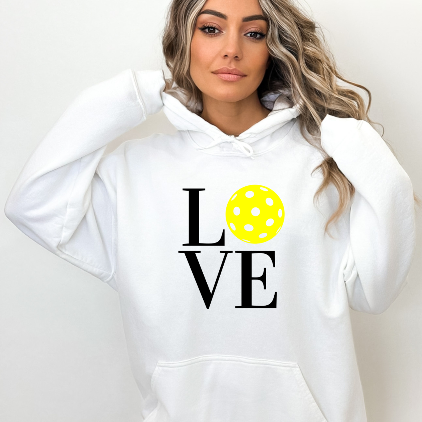Super cute LOVE pickleball hooded pullover hoodie