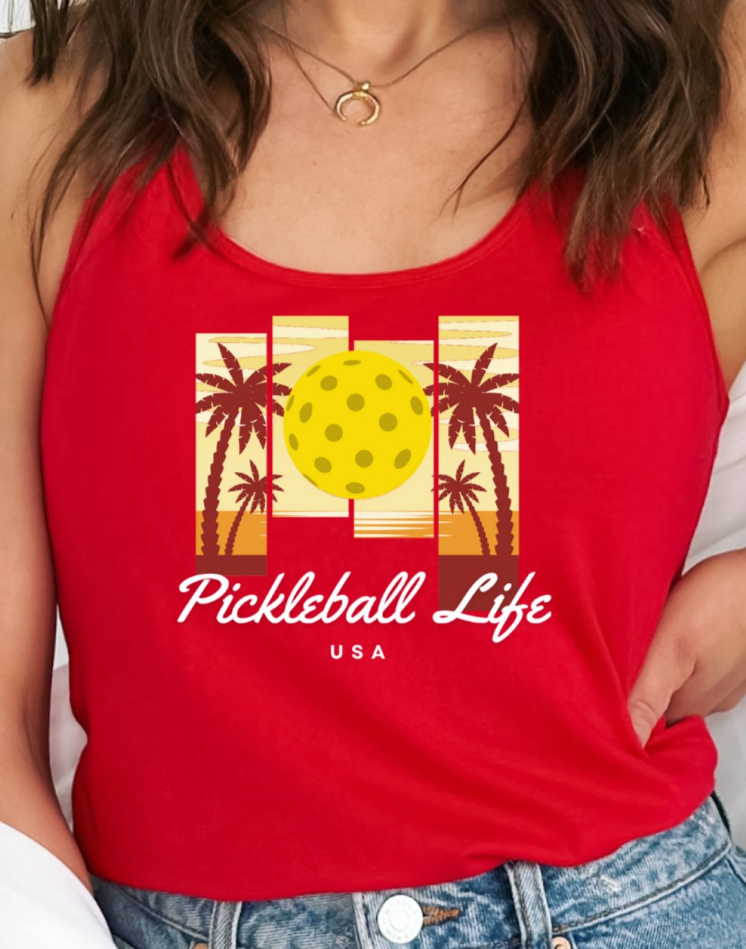 Pretty Pickleball Life USA Women's Racerback Tank Top
