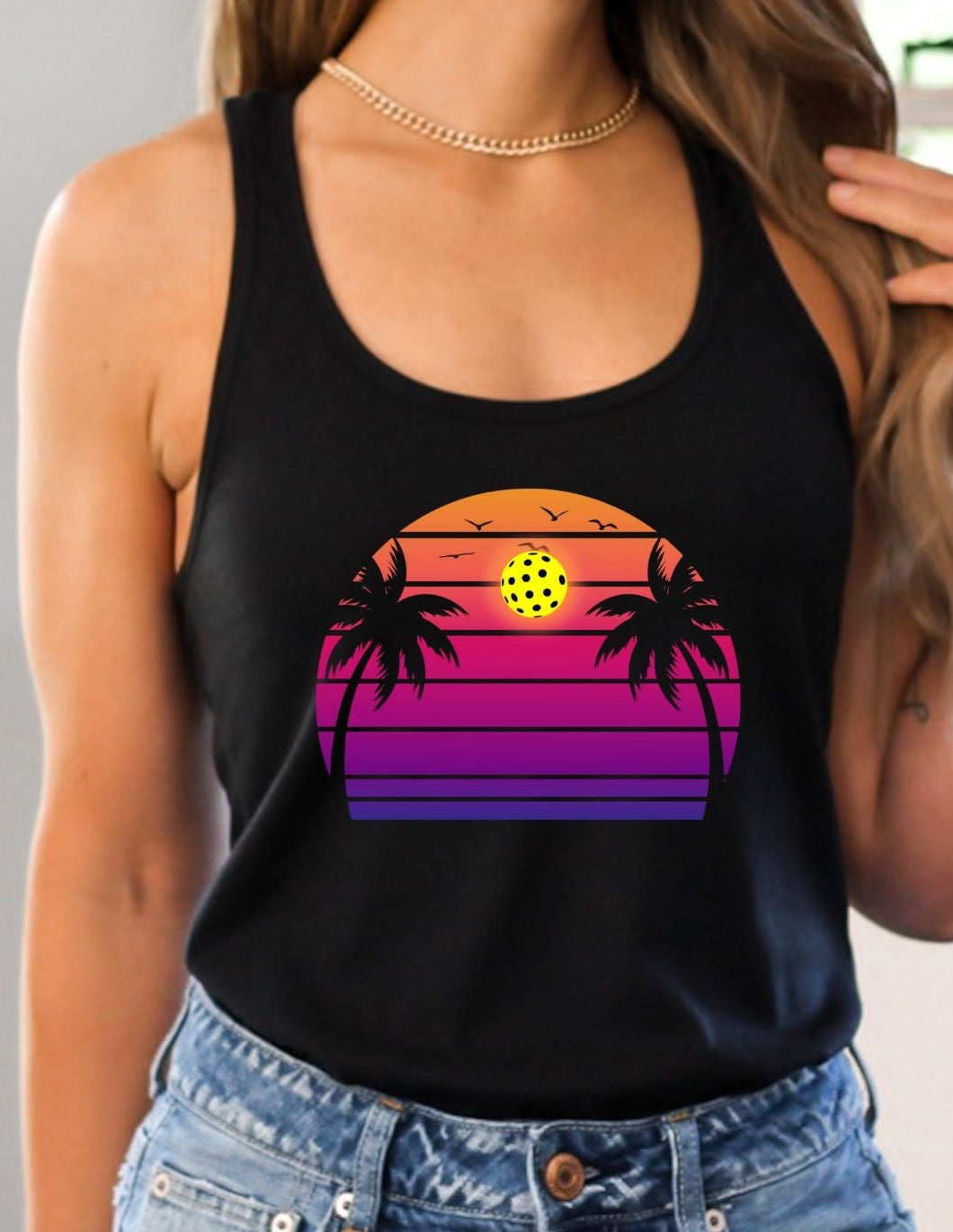 Gorgeous, Beautiful Purple Pickleball Sunset Women's Pickleball Tank Top