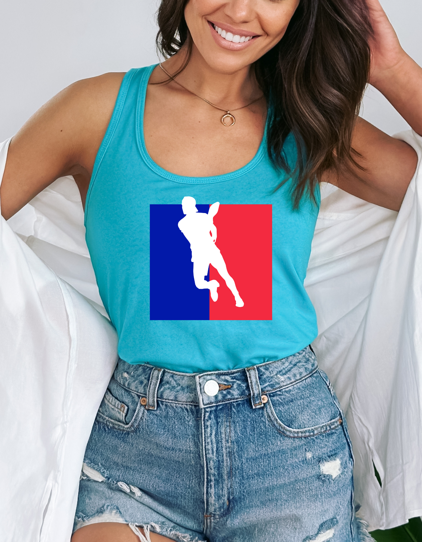 Super cute Pickleball Player Logo Womens Ideal Racerback Tank Top similar to pickleball jordan jumpman