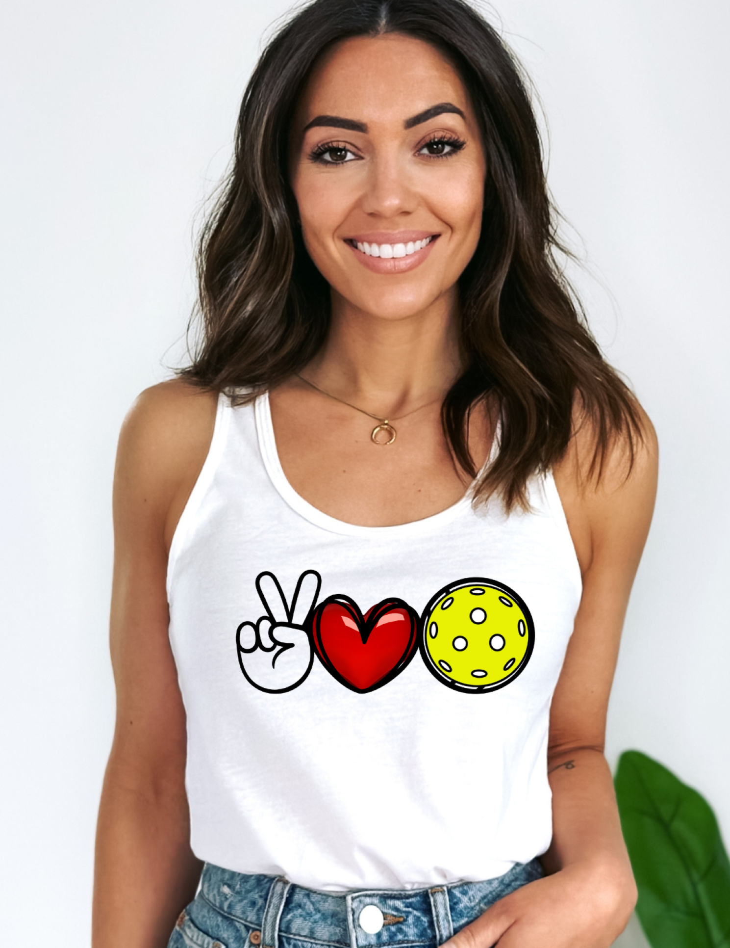 Gorgeous Peace, Love, Pickleball Women's Racerback Tank Top