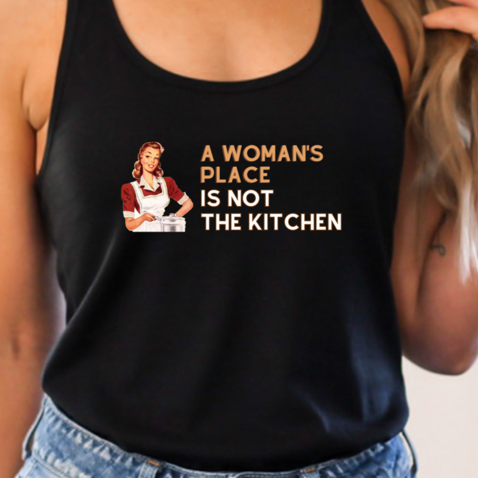 A Woman's Place Is Not The Kitchen Racerback Pickleball Tank Top