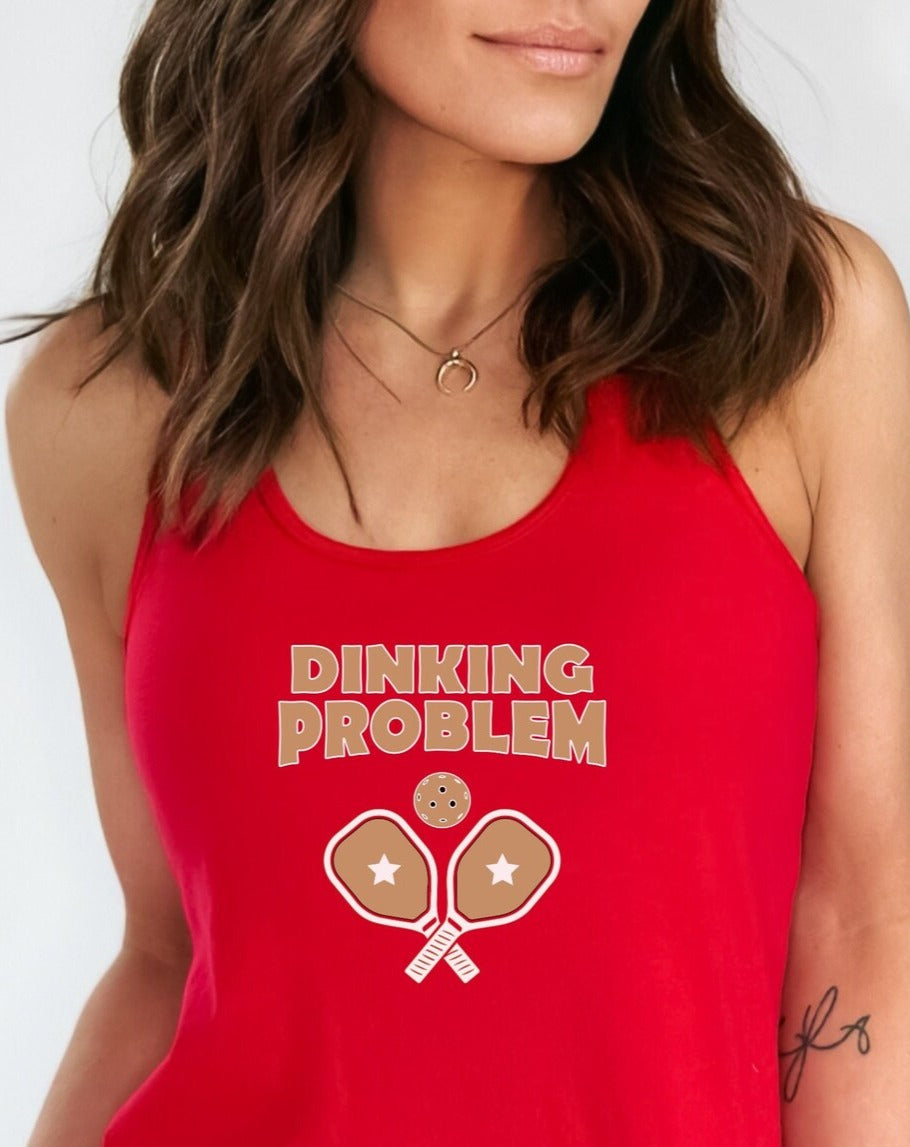 Beautiful red Dinking Problem Women's Racerback Pickleball Tank Top