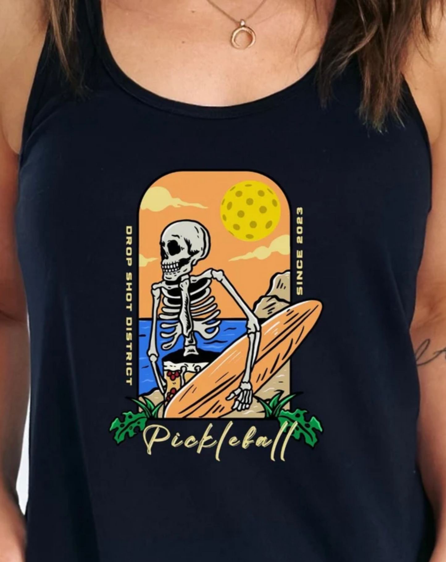 Beautiful Pickleball Skeleton Women's Racerback Tank Top