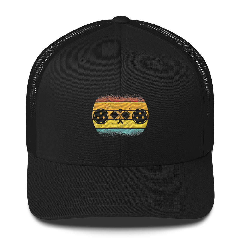 Tropical Pickleball Sunset Gorgeous Embroidered Pickleball Trucker Hat