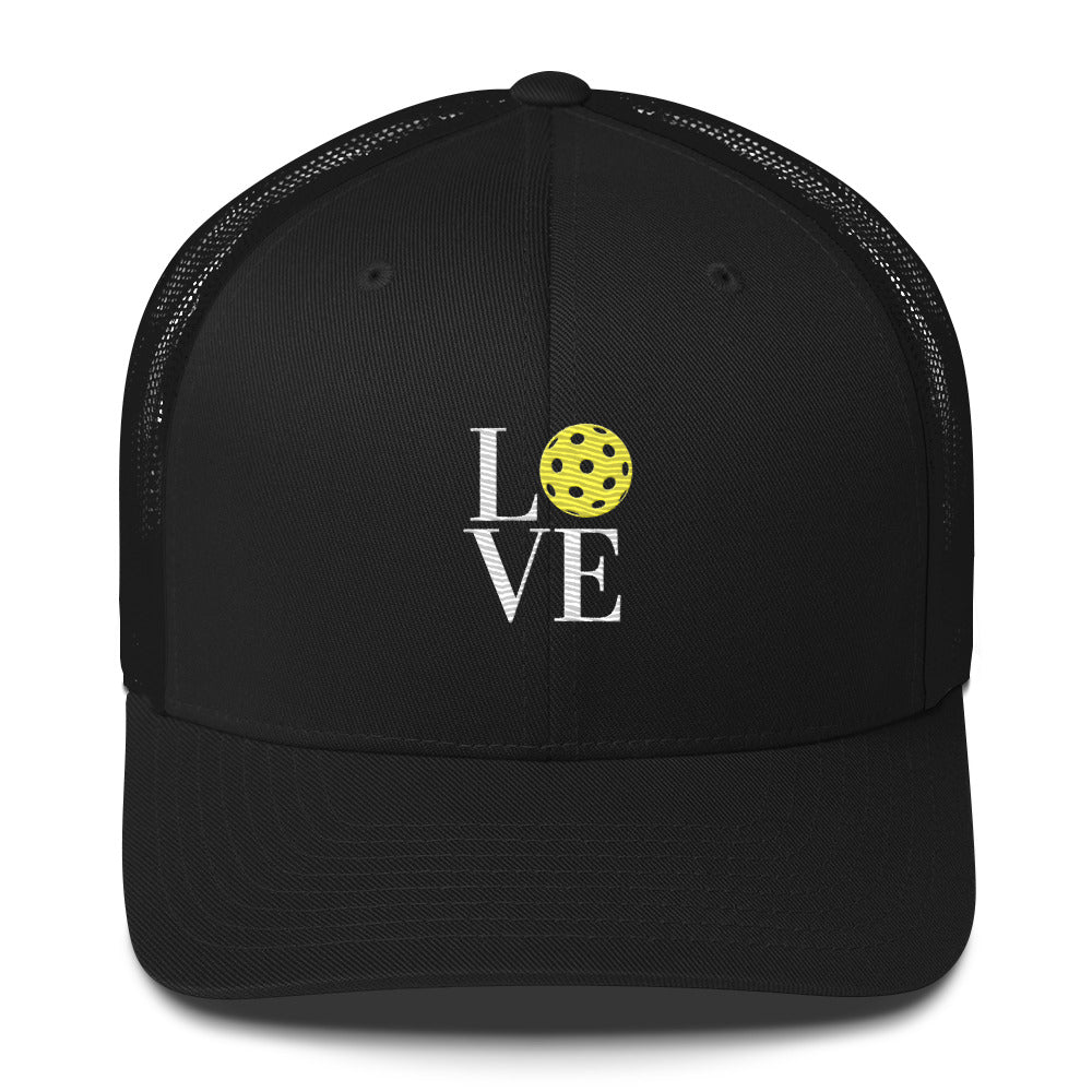 LOVE Pickleball Super Cute Embroidered Pickleball Trucker Hat