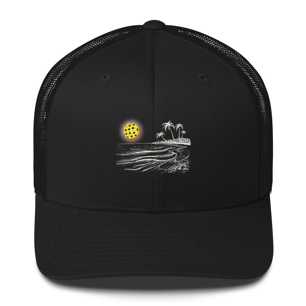 Pickleball Sun Beach Vibes Embroidered (with white) Pickleball Trucker Hat
