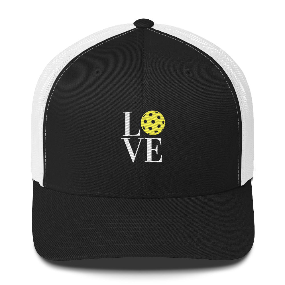 LOVE Pickleball Super Cute Embroidered Pickleball Trucker Hat