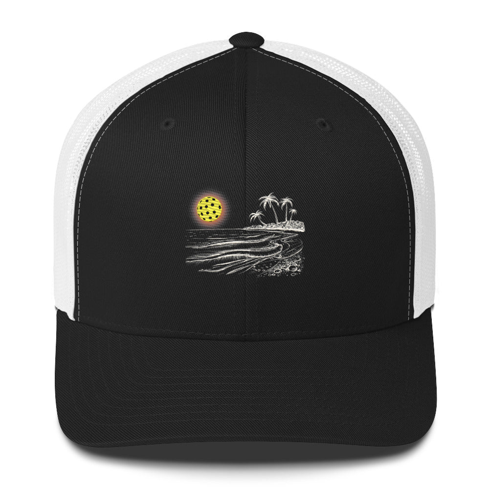 Pickleball Sun Beach Vibes Embroidered (with white) Pickleball Trucker Hat
