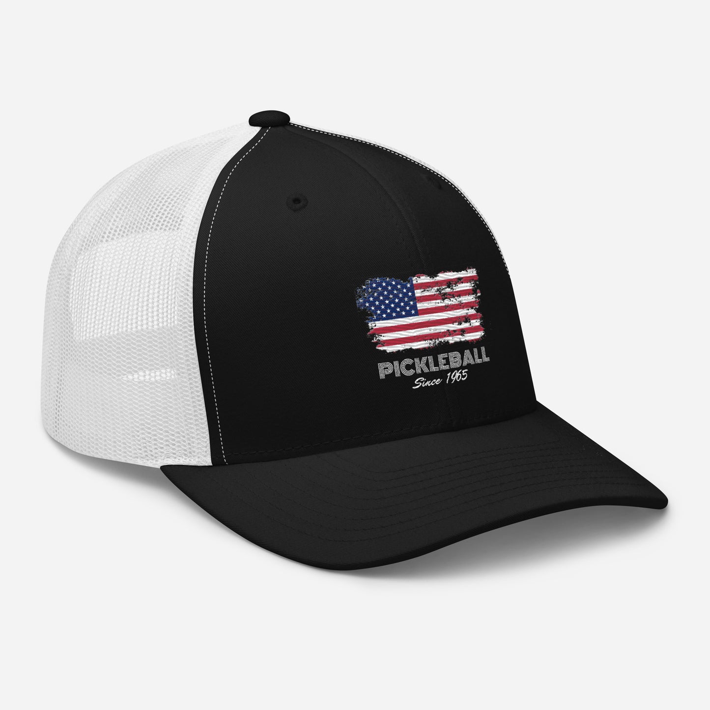 American Flag USA Pickleball Since 1965 Embroidered Pickleball Trucker Hat
