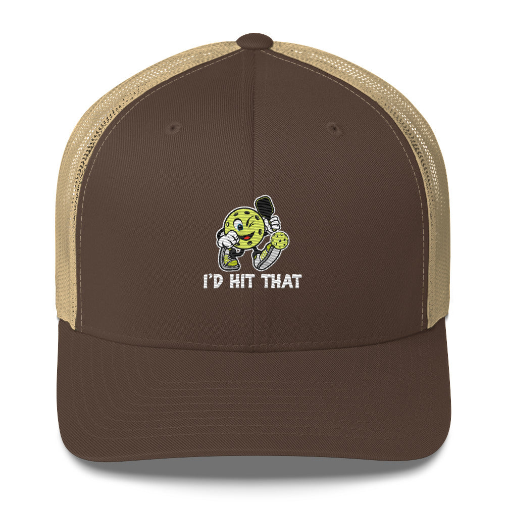 I'd Hit That Funny Cartoon Pickleball Embroidered Trucker Hat