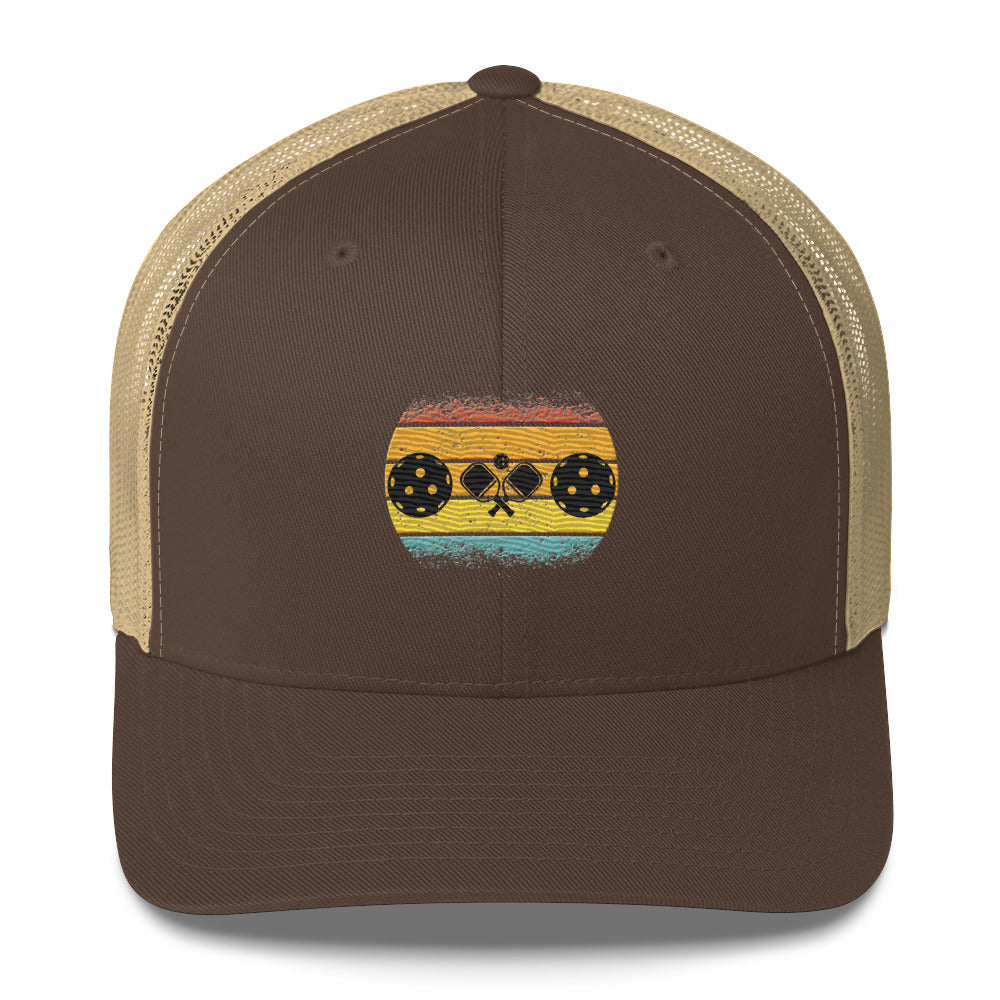 Tropical Pickleball Sunset Gorgeous Embroidered Pickleball Trucker Hat