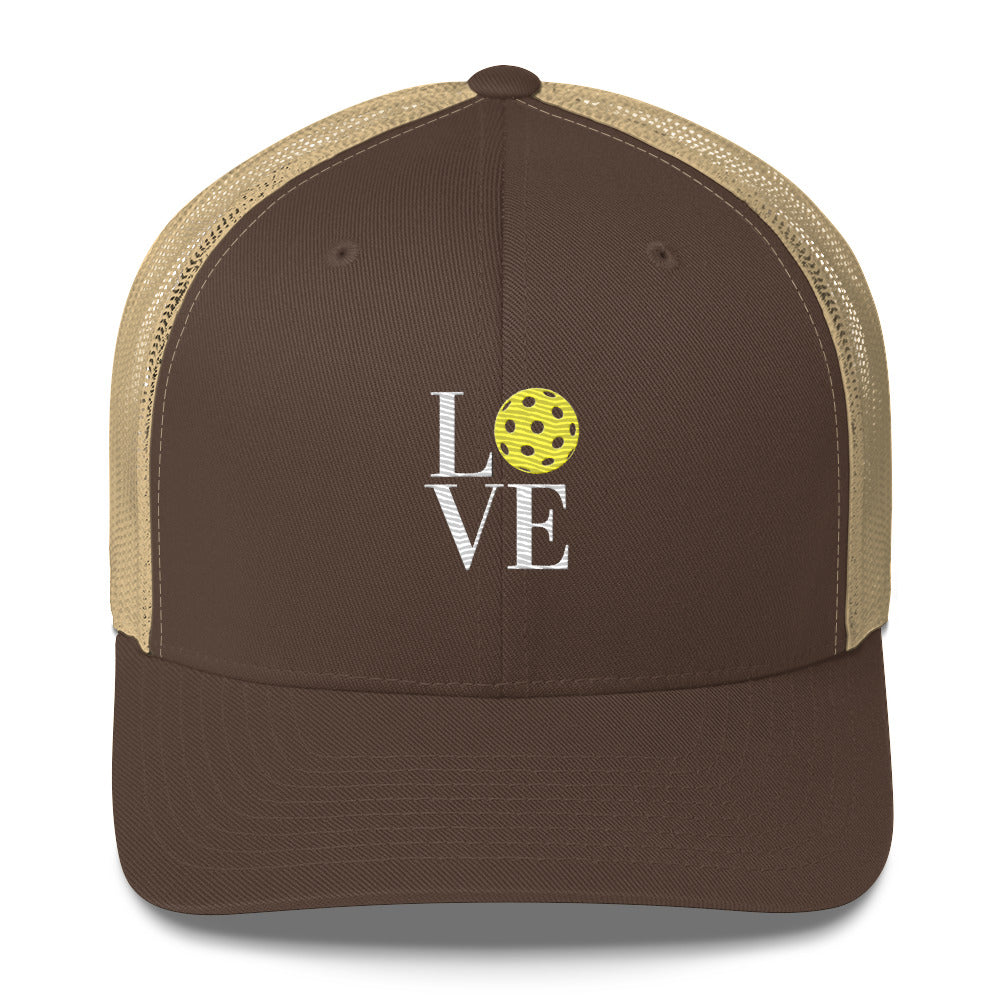 LOVE Pickleball Super Cute Embroidered Pickleball Trucker Hat