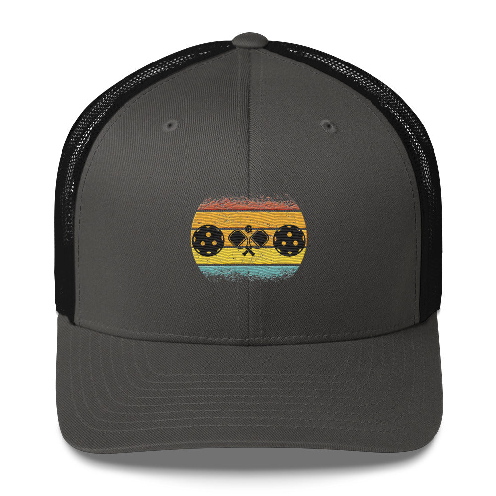 Tropical Pickleball Sunset Gorgeous Embroidered Pickleball Trucker Hat