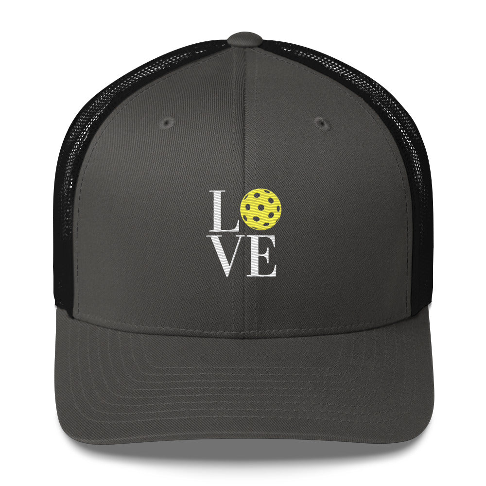 LOVE Pickleball Super Cute Embroidered Pickleball Trucker Hat