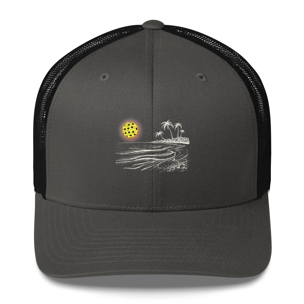 Pickleball Sun Beach Vibes Embroidered (with white) Pickleball Trucker Hat