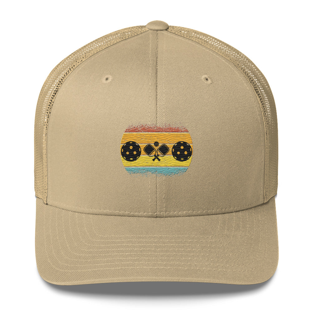 Tropical Pickleball Sunset Gorgeous Embroidered Pickleball Trucker Hat