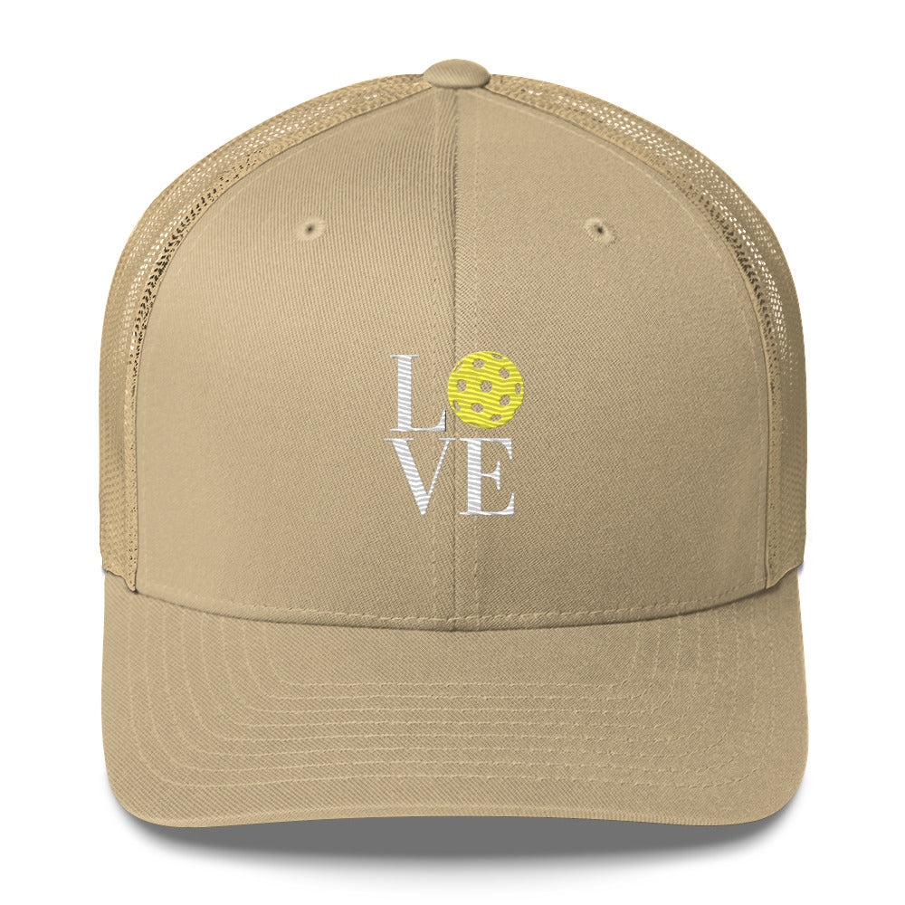 LOVE Pickleball Super Cute Embroidered Pickleball Trucker Hat