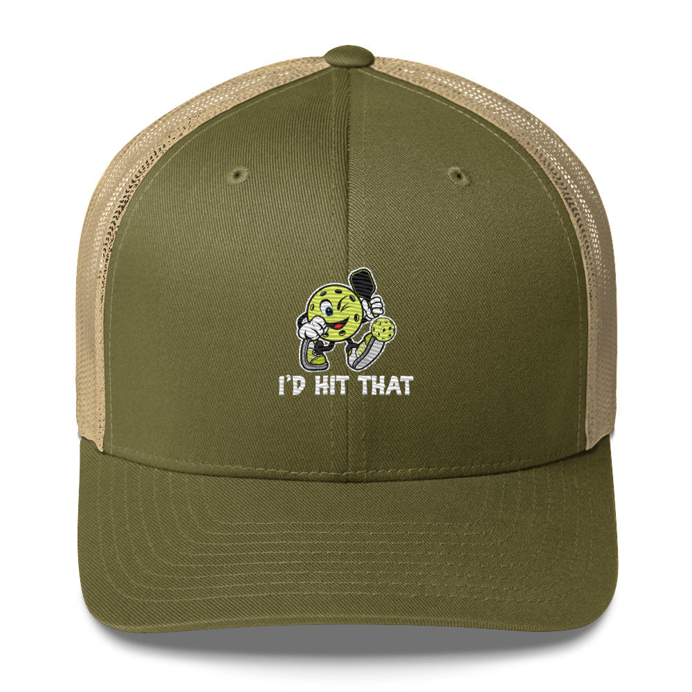I'd Hit That Funny Cartoon Pickleball Embroidered Trucker Hat