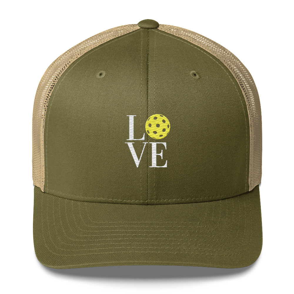 LOVE Pickleball Super Cute Embroidered Pickleball Trucker Hat