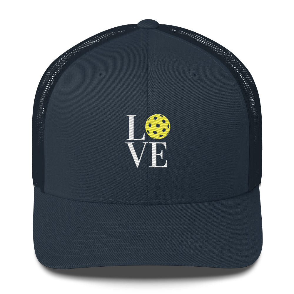 LOVE Pickleball Super Cute Embroidered Pickleball Trucker Hat