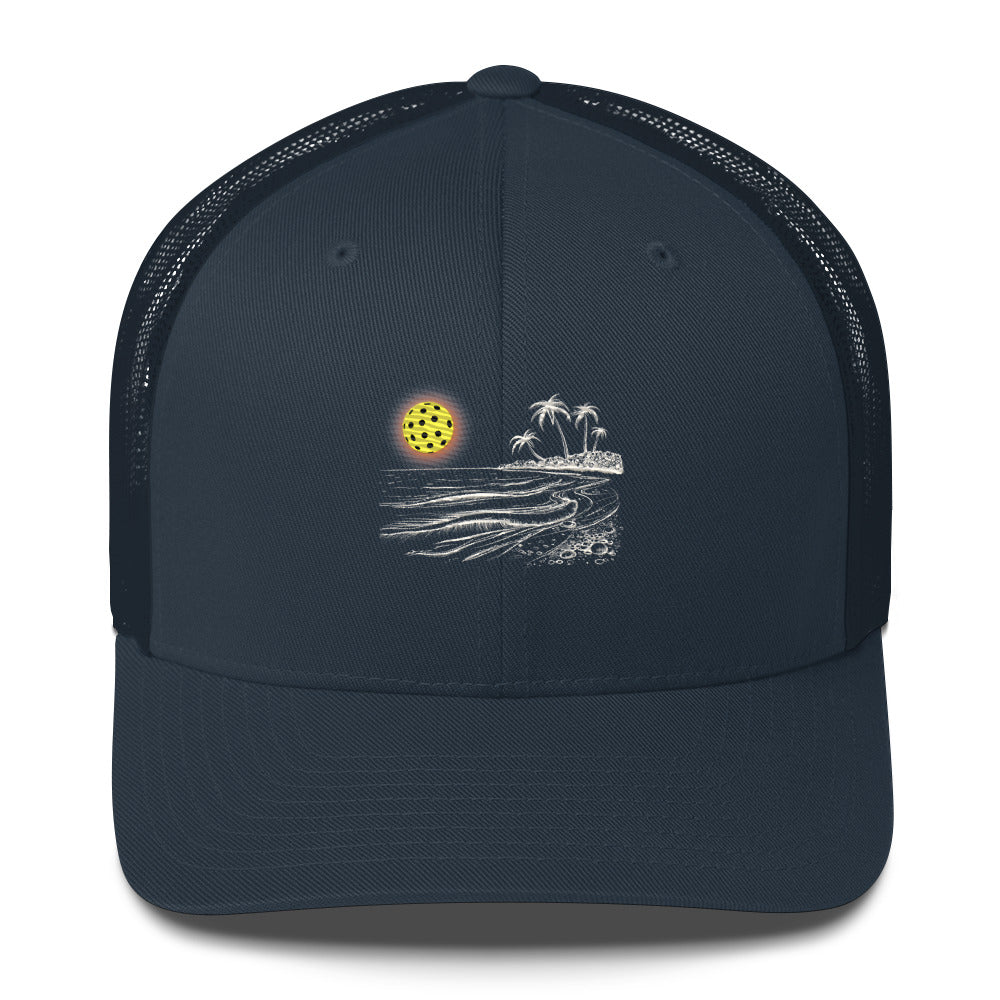 Pickleball Sun Beach Vibes Embroidered (with white) Pickleball Trucker Hat