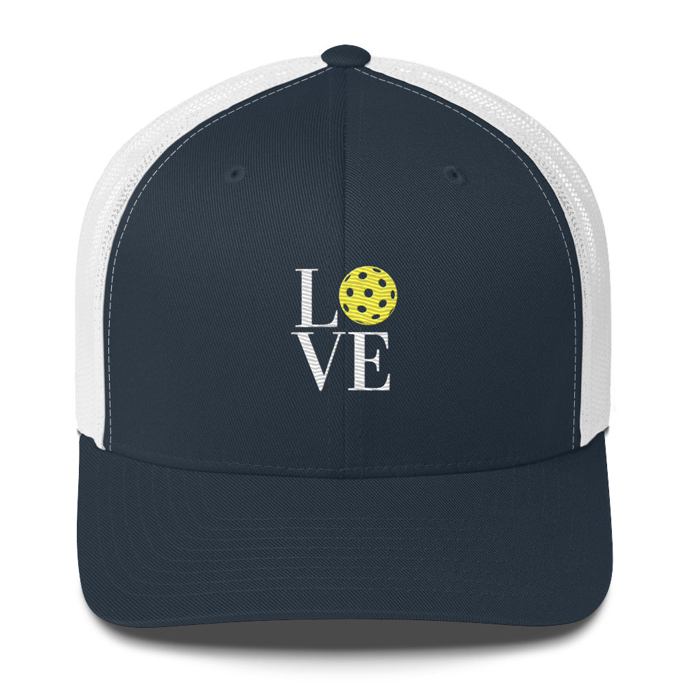 LOVE Pickleball Super Cute Embroidered Pickleball Trucker Hat